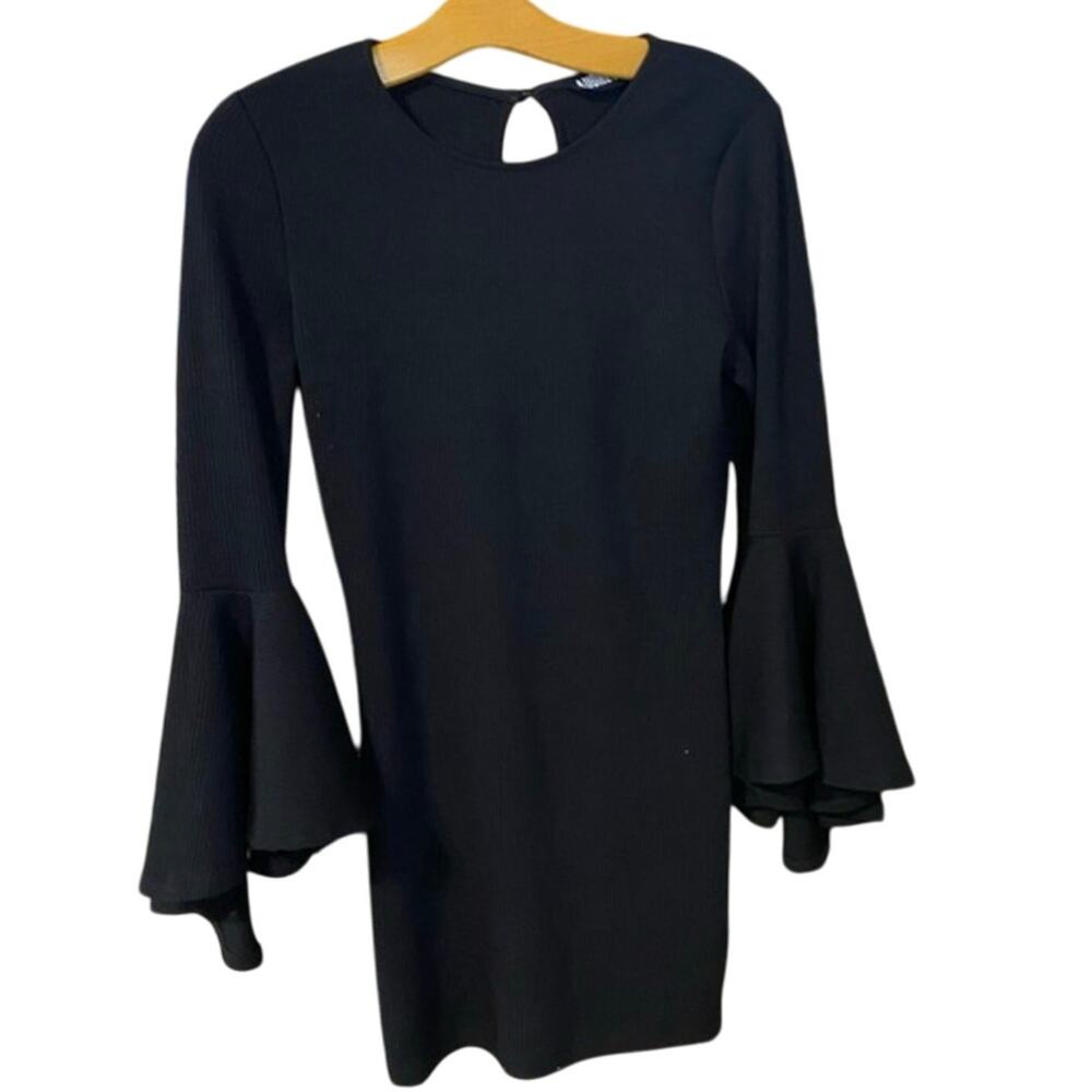 Audrey 3+1 Black long flare bell Sleeve Dress witchy whimsigoth retro USA medium